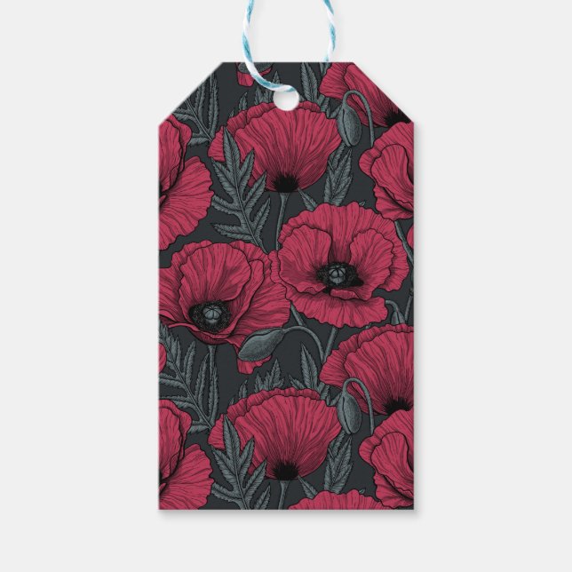 Poppies in Viva Magenta Geschenkanhänger (Vorderseite)
