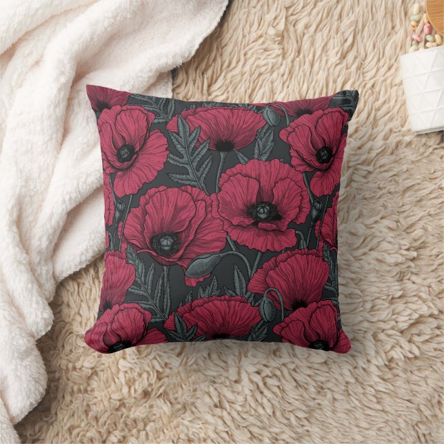 Poppies in Viva Magenta Kissen (Decke)