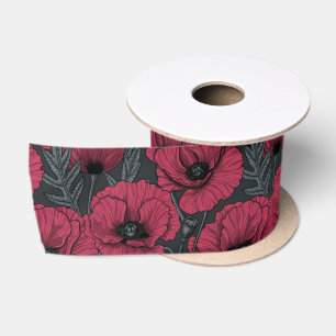 Poppies in Viva Magenta Satinband