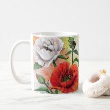 Poppies Kaffee Tasse Mohn Blume
