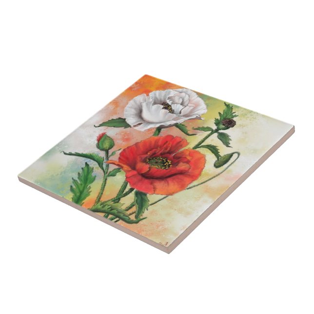Poppies Keramik Tile Fliese (Seite)