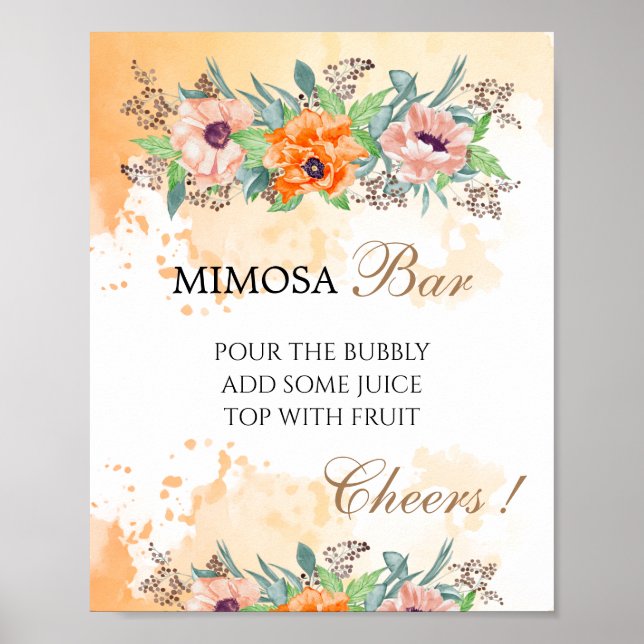 Poppies mimosa Bar Brautparty Poster (Vorne)