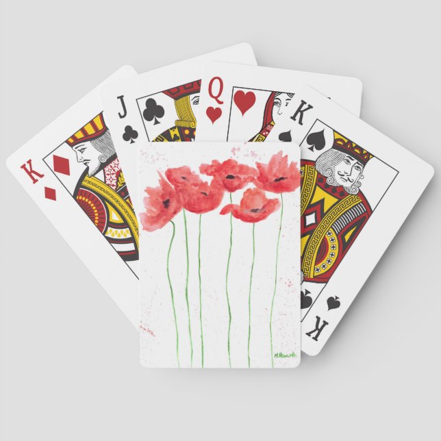 Poppies Mohnblütenart hübsch Spielkarten (Rückseite)