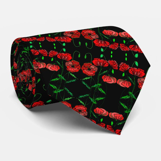 Poppies Neck Tie Krawatte (Gerollt)