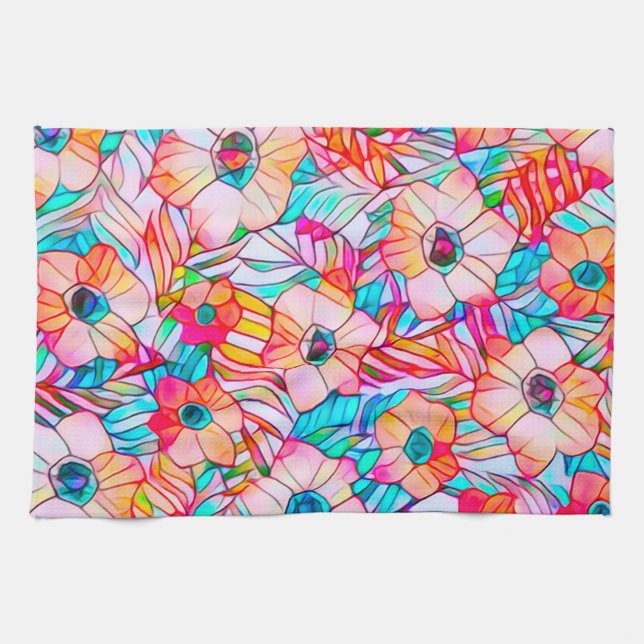 Poppies & Palm Fronds Geschirrtuch (Horizontal)