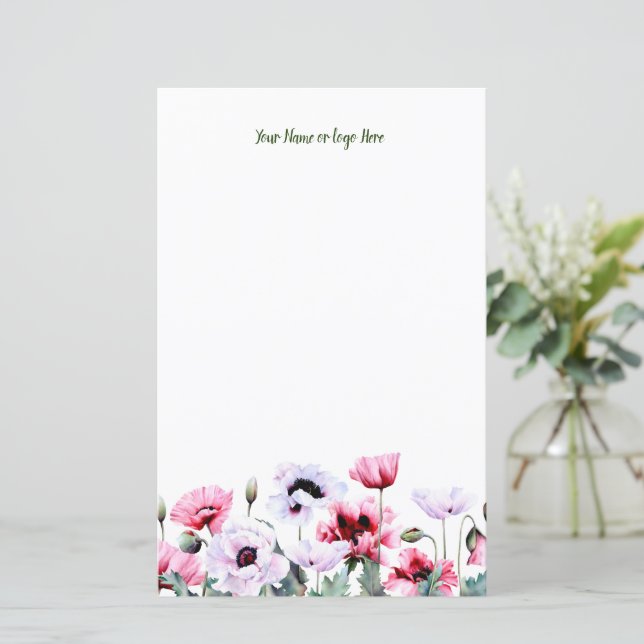 Poppies Personalisiert Stationery (Stehend Vorderseite)