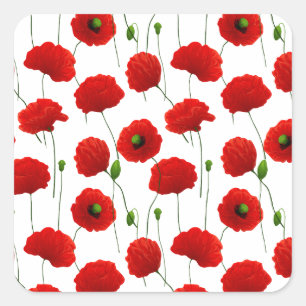 Poppies Quadratischer Aufkleber