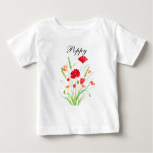 Poppies Red Floral Watercolor Poppy Baby Baby T-shirt