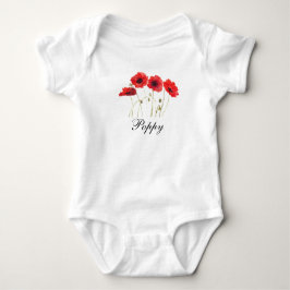 Poppies Red Floral Watercolor Poppy Baby Bodysuit Strampler