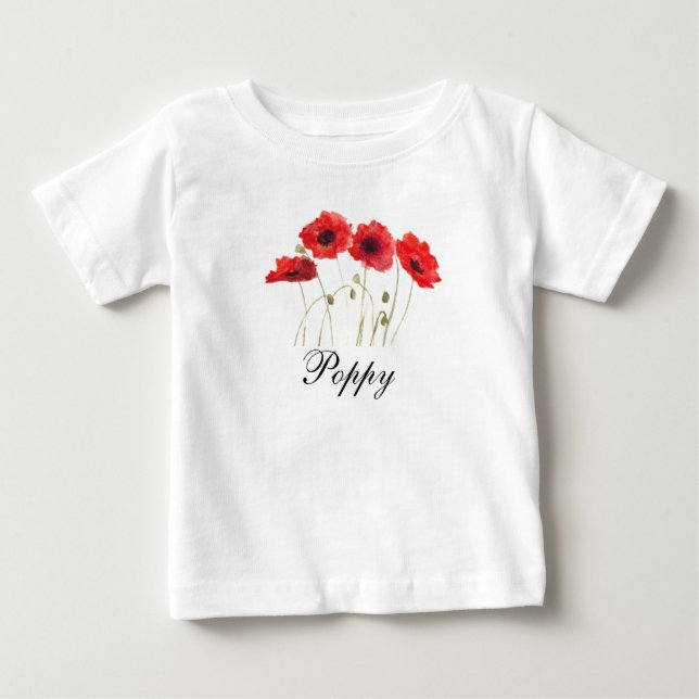 Poppies Red Floral Watercolor Poppy Baby T-shirt (Vorderseite)