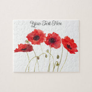 Poppies rote Blume Aquarell Wildblume Natur J Puzzle