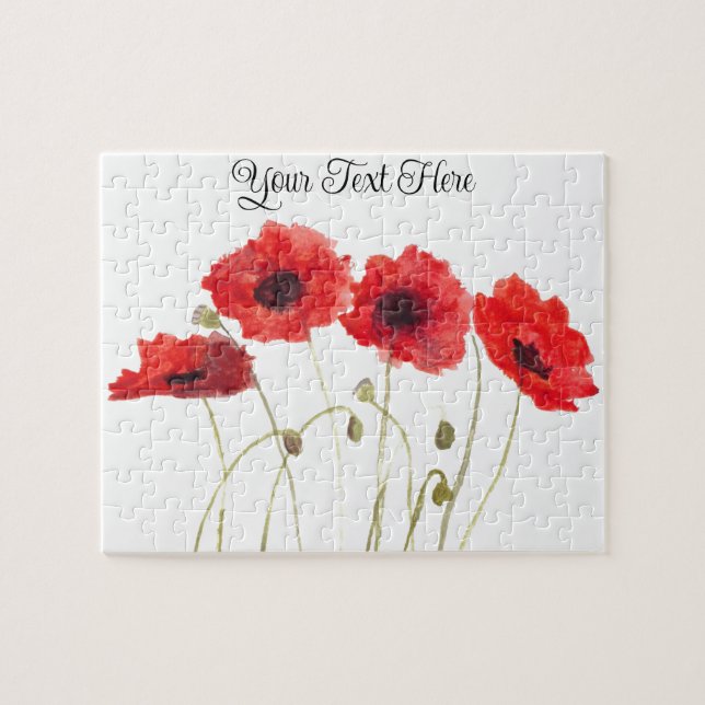 Poppies rote Blume Aquarell Wildblume Natur J Puzzle (Horizontal)
