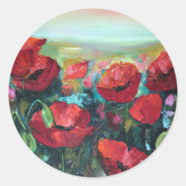 Poppies Runder Aufkleber
