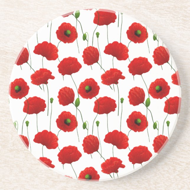 Poppies Sandstein Untersetzer (Vorne)