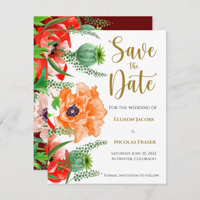 Poppies Save the Date (Vorne/Hinten)