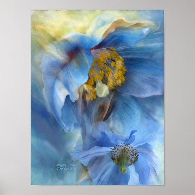 Poppies so Blue Art Poster/Print Poster (Vorne)