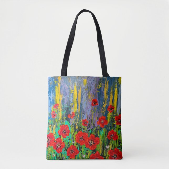 Poppies Tote Bag Art Abstrakt (Vorderseite)
