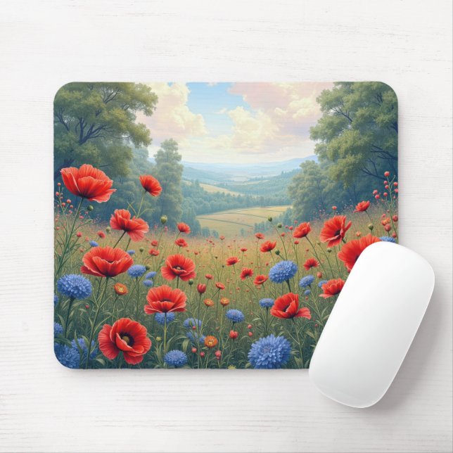 Poppies und Dahlia Field Mousepad (Mit Mouse)
