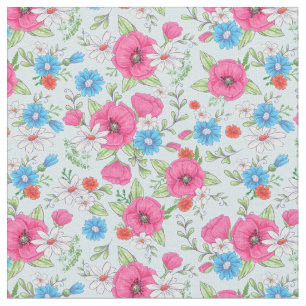 Poppies und Daisies Fabric Stoff