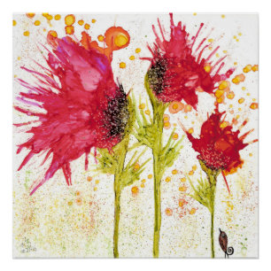 Poppies und ein Vogelposter 20" x 20" Poster