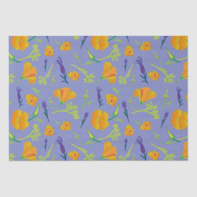 Poppies und Lavendel Seidenpapier (Vorderseite)