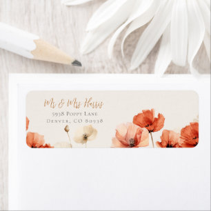 Poppies und Wildblumen, die RSVP Hochzeit