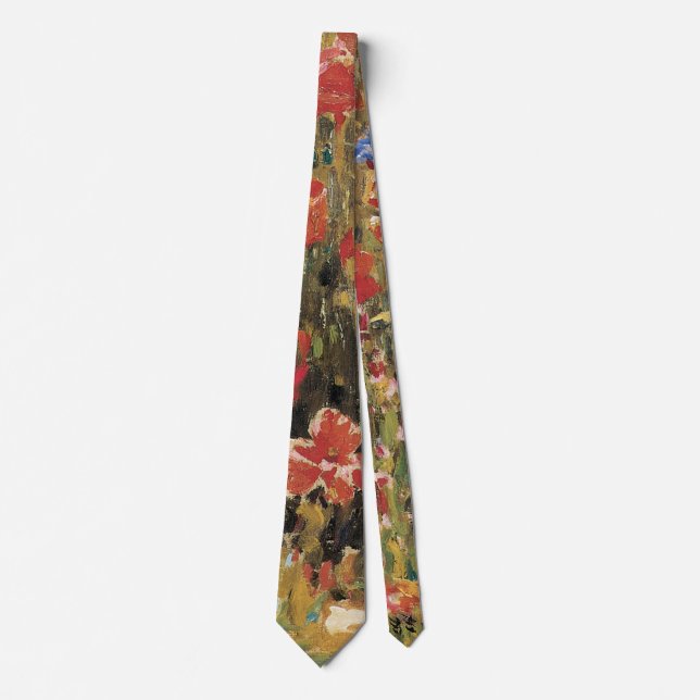 Poppies von Robert Vonnoh, Vintager Impressionismu Krawatte (Vorderseite)