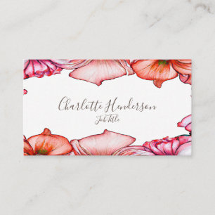 Poppies Watercolor Business Card Visitenkarte