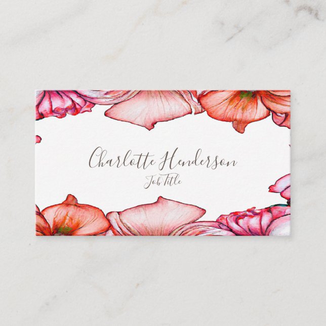 Poppies Watercolor Business Card Visitenkarte (Vorderseite)