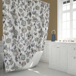 Poppies Watercolor Floral Pattern Duschvorhang