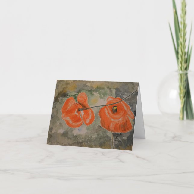 Poppies Watercolor Note Card Karte (Vorderseite)