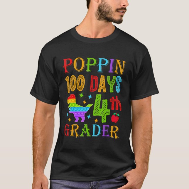Poppin 100 Days 4th Grader Primary School Kid Elem T-Shirt (Vorderseite)