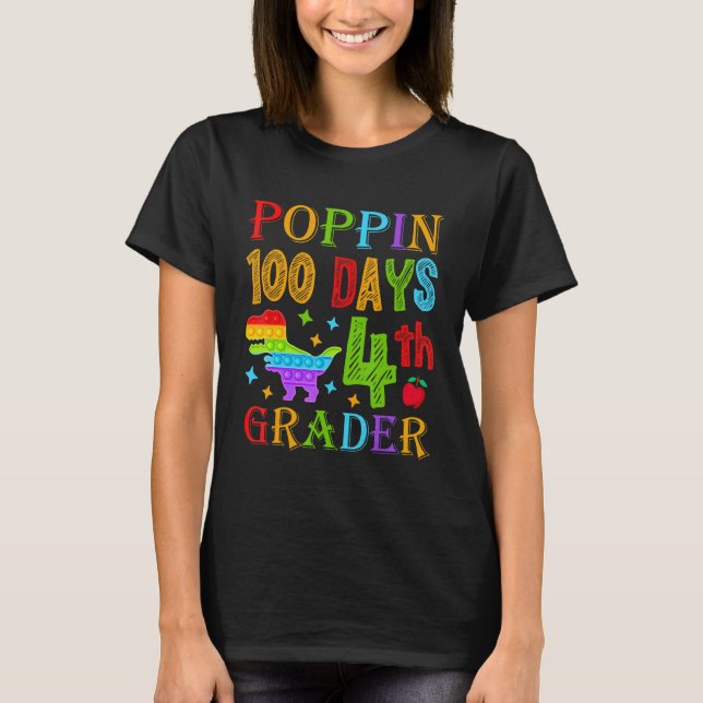 Poppin 100 Days 4th Grader Primary School Kid Elem T-Shirt (Vorderseite)