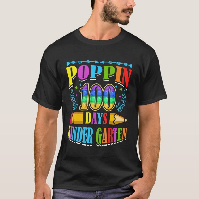 Poppin 100 Days Kindergarten School Kid Schooler P T-Shirt (Vorderseite)