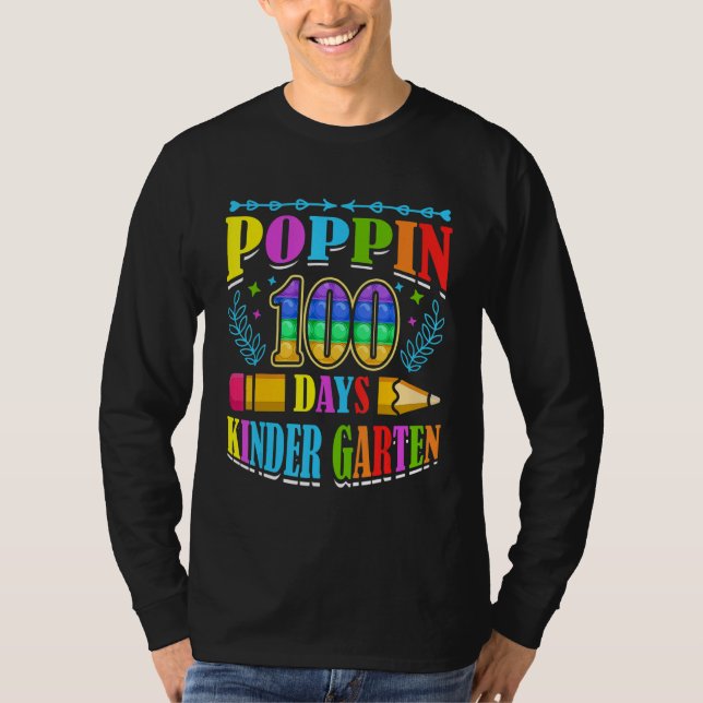 Poppin 100 Days Kindergarten School Kid Schooler P T-Shirt (Vorderseite)