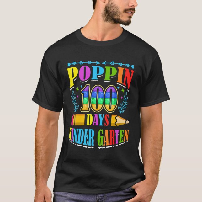 Poppin 100 Days Kindergarten Schule Kindergarten S T-Shirt (Vorderseite)