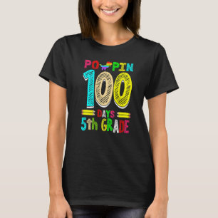 Poppin 100 Tage 5. Klasse Dinosaurier Grundschule T-Shirt