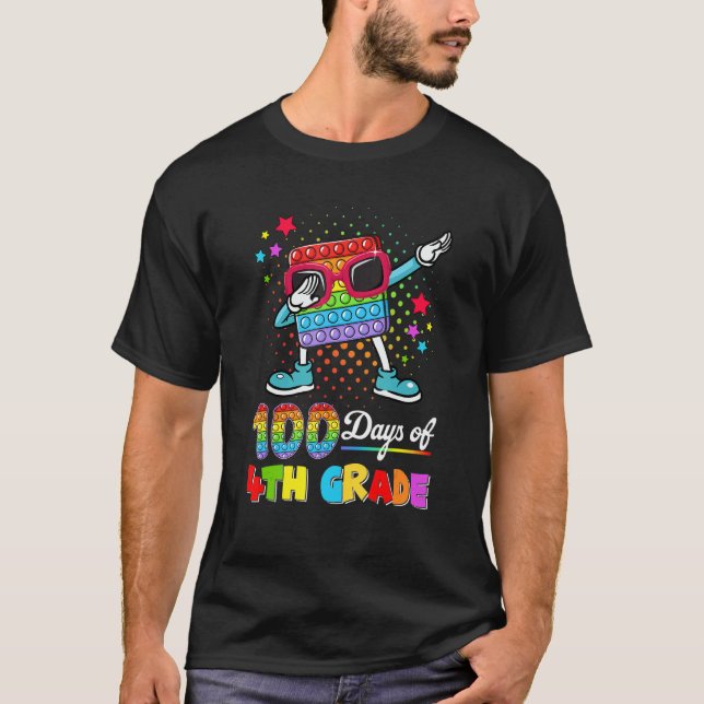 Poppin' Dabbing 100 Days Of 4th Grade Happy 100th  T-Shirt (Vorderseite)