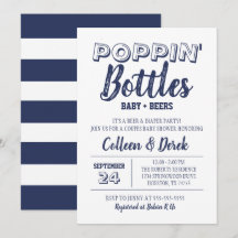 Poppin Flaschen Navy Blue Baby Dusche Einladung