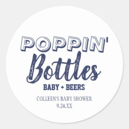 Poppin Flaschen Navy Blue Baby Shower Stickers
