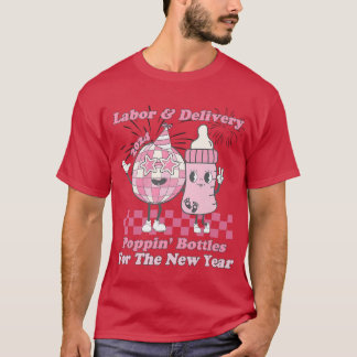 Poppin Flaschen Silvester LD Arbeit und Lieferung T-Shirt