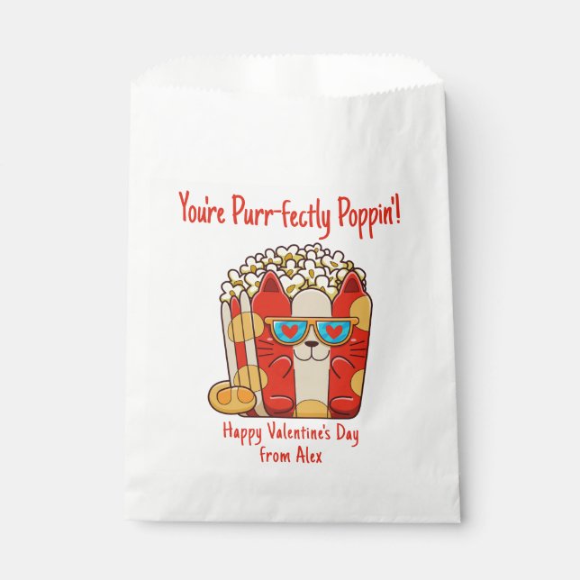 Poppin' Funny Cat Popcorn Valentine Geschenktütchen (Vorderseite)