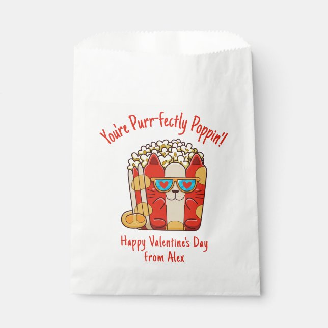Poppin' Funny Cat Popcorn Valentine Geschenktütchen (Vorderseite)