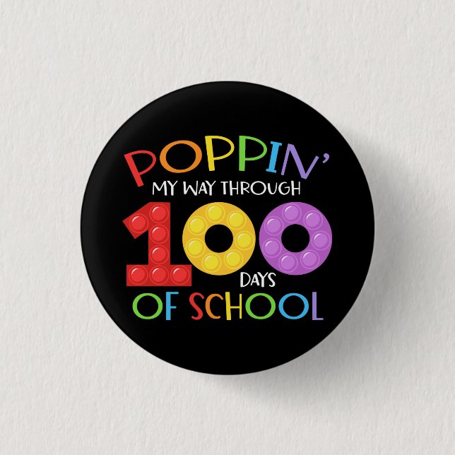 Poppin meinen Weg durch 100 Schultage Button (Vorderseite)