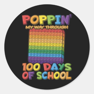 Poppin meinen Weg durch 100 Tage der Schule - Pop Runder Aufkleber