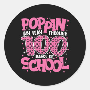 Poppin meinen Weg durch 100 Tage Schulkinder 100 t Runder Aufkleber