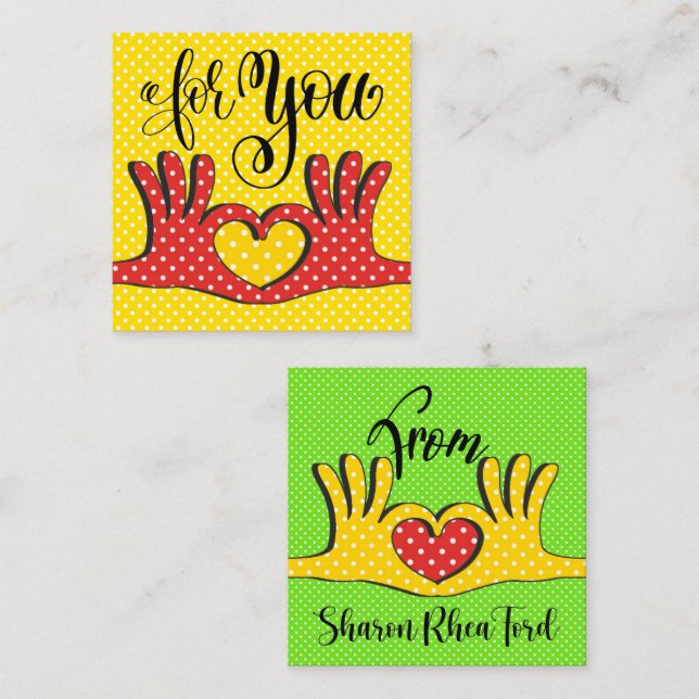 Poppin' Polka Dots Umschließungskarten Quadratische Visitenkarte (Vorne/Hinten)