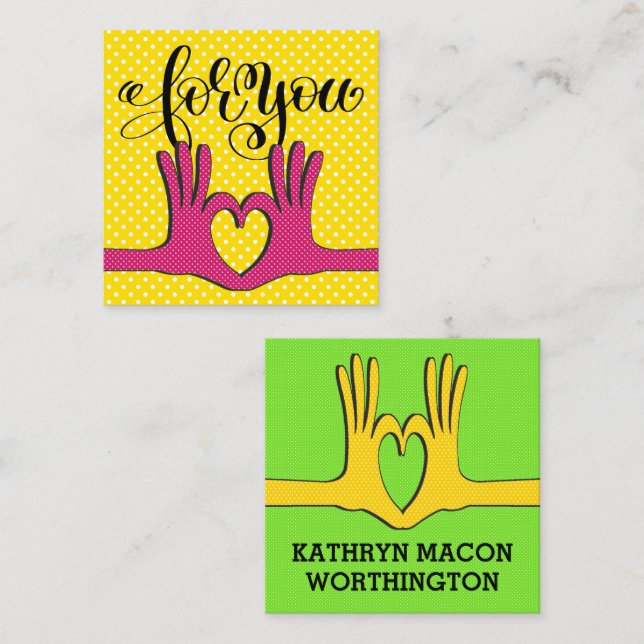 Poppin' Polka Dots Umschließungskarten Quadratische Visitenkarte (Vorne/Hinten)