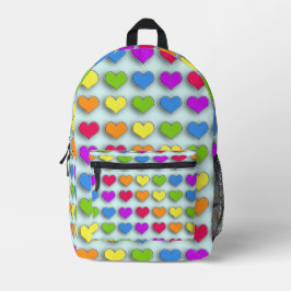 Poppin Retro Herz Fun Regenbogen Muster Bedruckter Rucksack