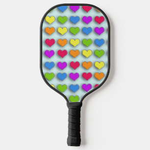 Poppin Retro Herz Fun Regenbogen Muster Pickleball Schläger